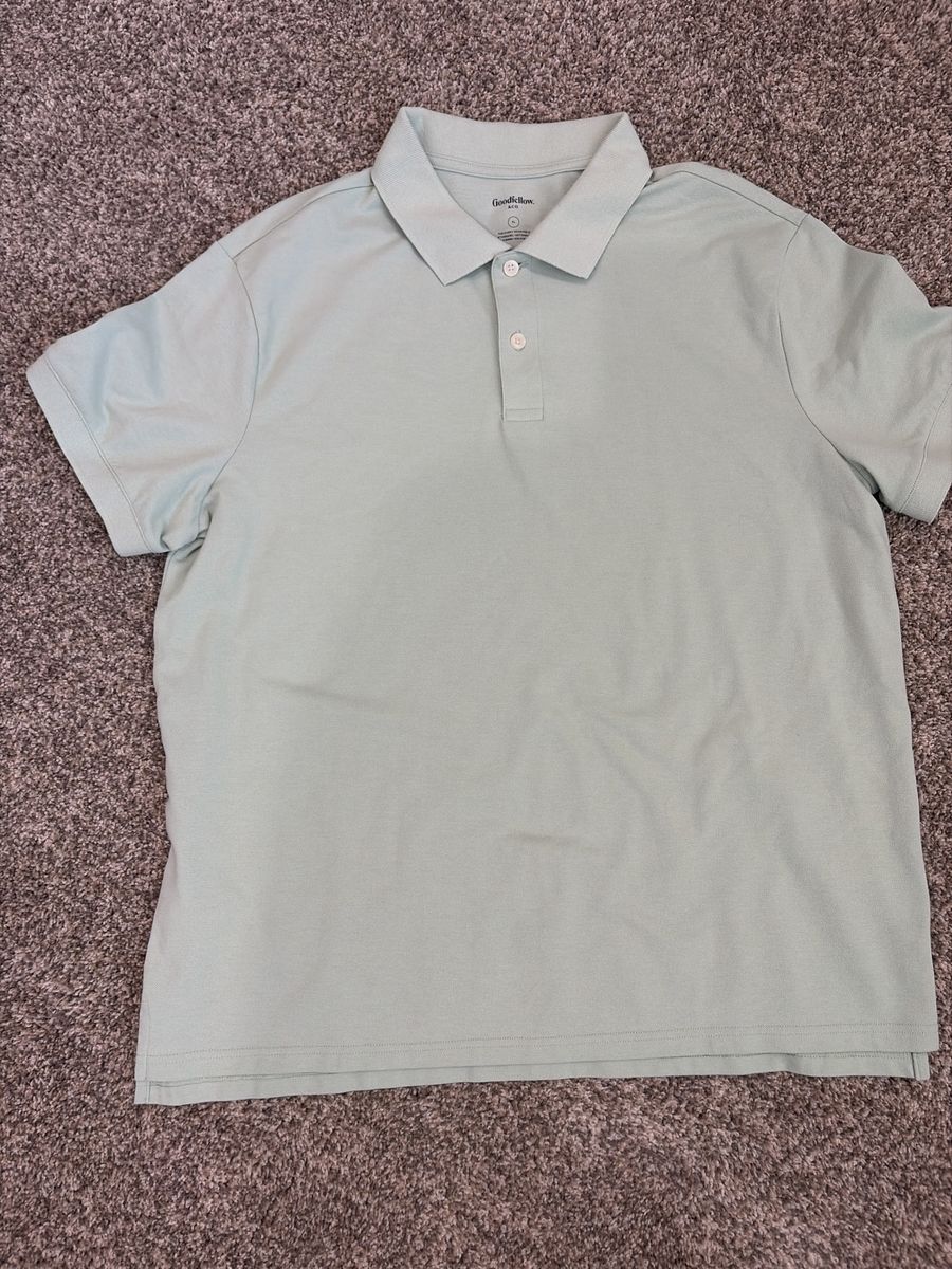 Goodfellow & Co Men's X-Large Polo Shirt Light Green Short Sleeve Collared Cotton Blend