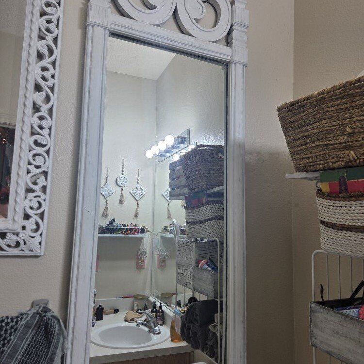 vintage wood mirror white