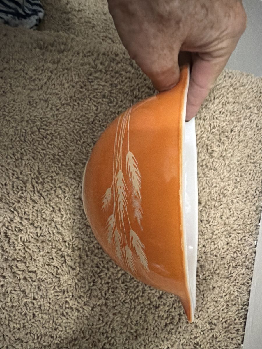 Vintage Pyrex Cinderella Mixing Bowl 441 Wheat Pattern Orange Mid-Century Glassware