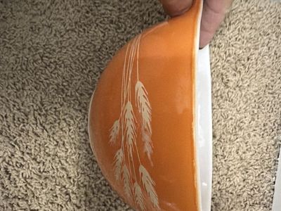 Vintage Pyrex Cinderella Mixing Bowl 441 Wheat Pattern Orange Mid-Century Glassware