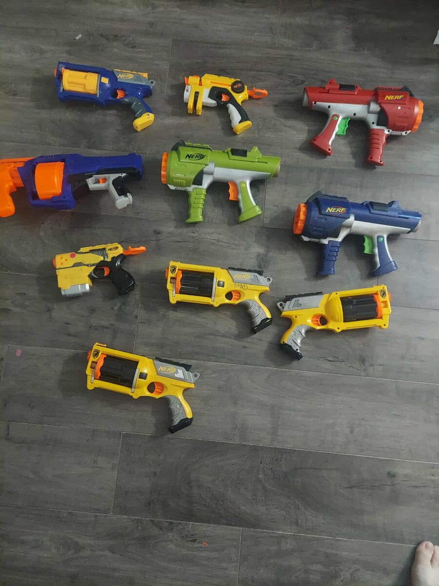 Used Nerf Gun Lot – 10 Blasters – Maverick, Spectre, Big Bad Bow – No Darts