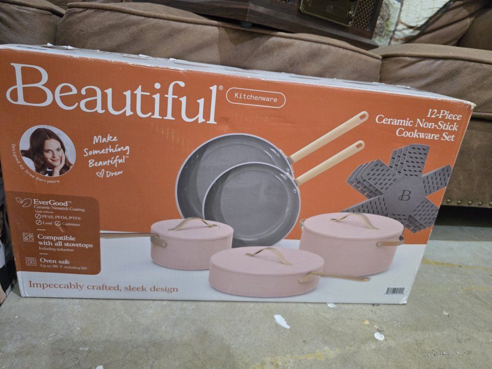 Beautiful Kitchenware 12-Piece Ceramic Non-Stick Cookware Set