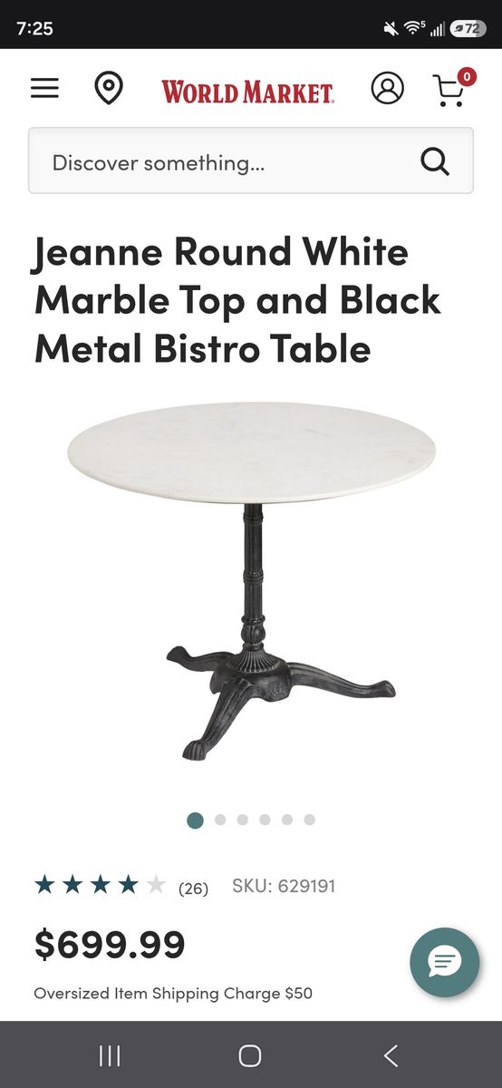 Marble topped bistro table from Cost Plus