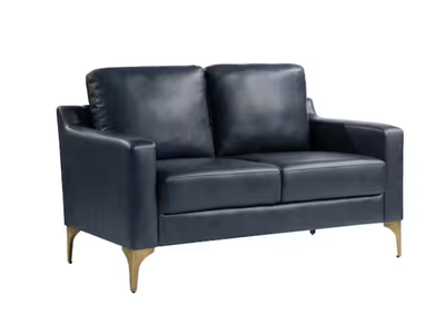 New in Box NAVY Serta 55.5 in. Blue Faux Leather 2-Seater Loveseat