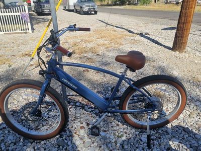 Retrospec Electric Bike Blue with LCD Display and Leather Accents