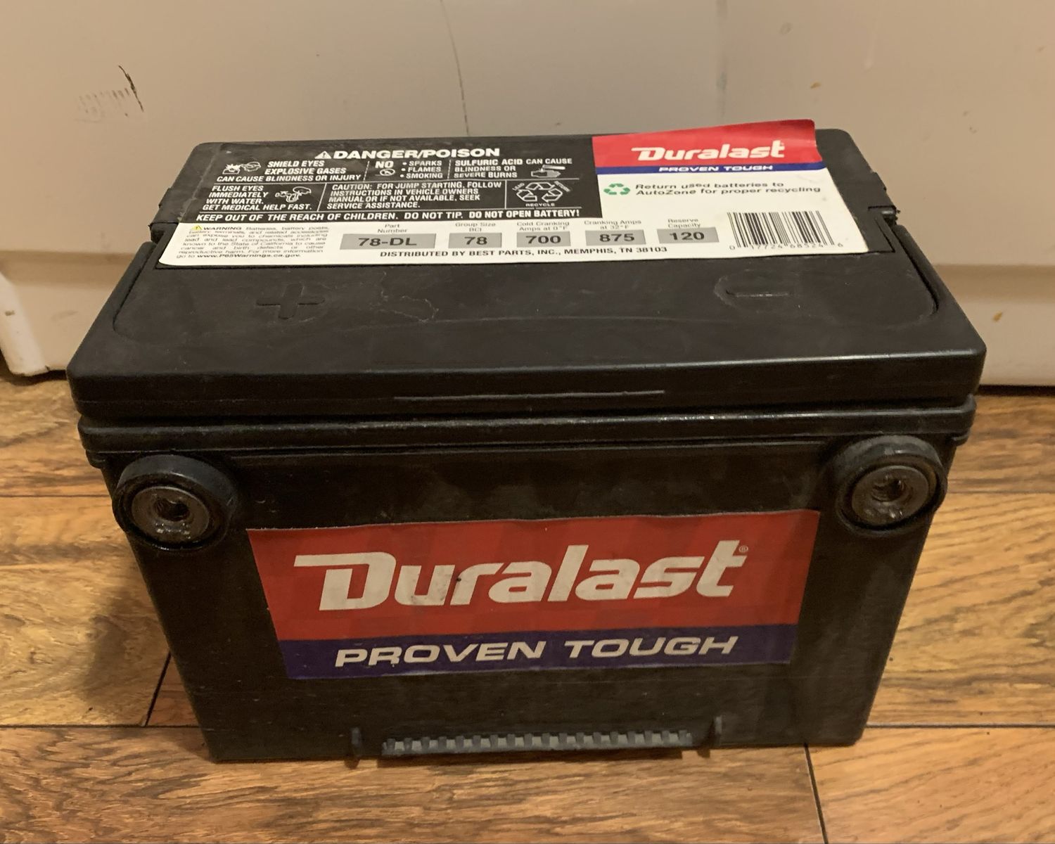 Automotive battery group 78 Autozone Duralast 78-DL
