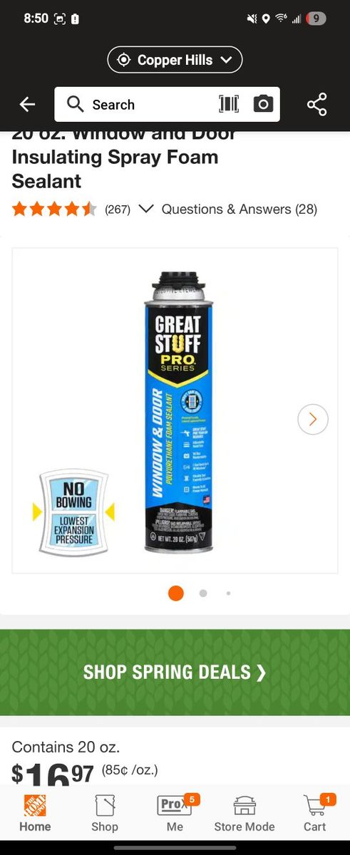 window and door Great stuff pro spray foam