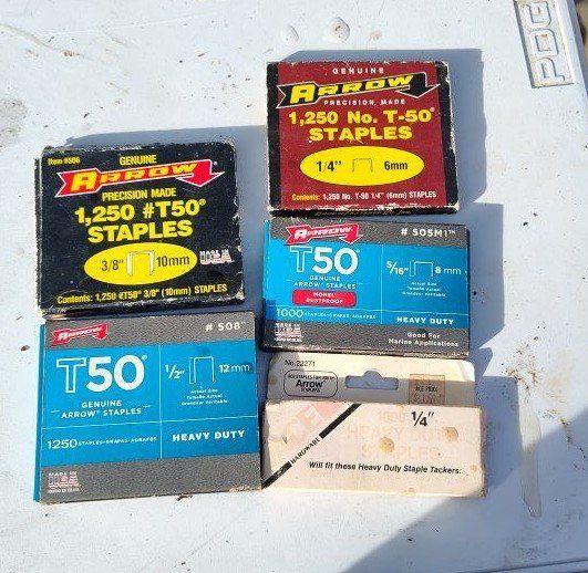 Arrow t50 staples various sizes boxes