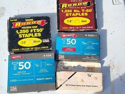 Arrow t50 staples various sizes boxes