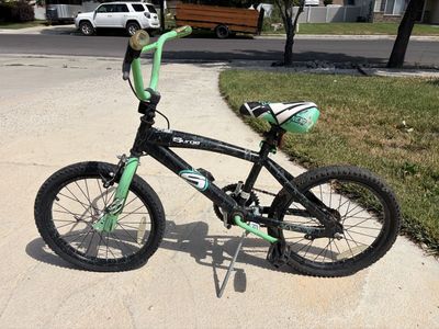 NEXT Surge 18" Kids BMX Bike - Black/Green Freestyle with Training Wheels capability