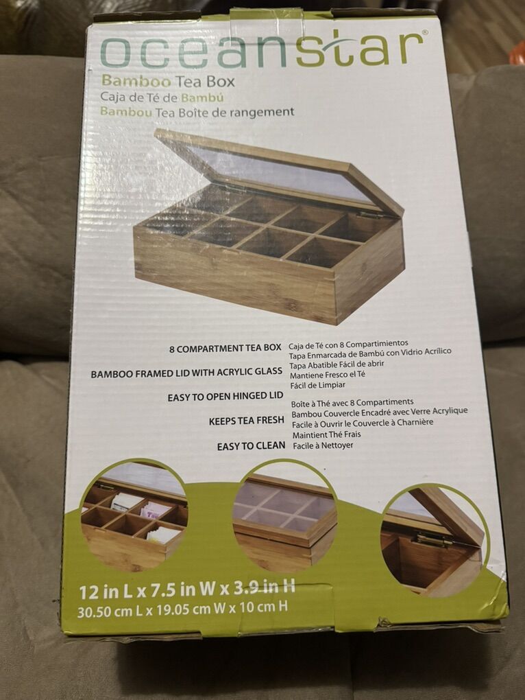 New Oceanstar Bamboo Tea Box 8 Compartment