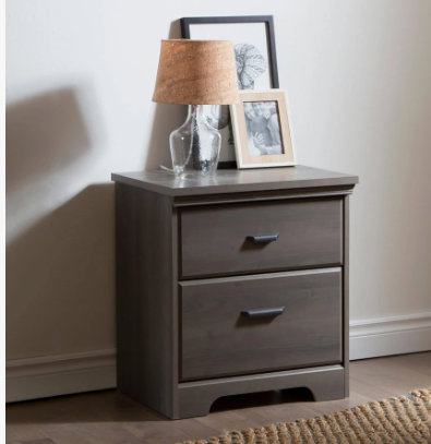 South Shore Versa 2-Drawer Nightstand Weathered Grey Oak, Traditional