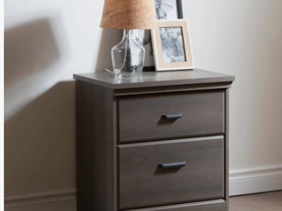 South Shore Versa 2-Drawer Nightstand Weathered Grey Oak, Traditional