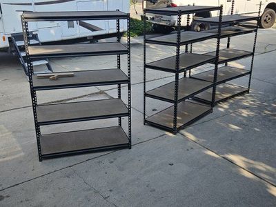 5-Tier Metal Shelving Units - Set of 2, Adjustable Storage Racks