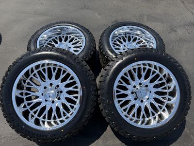 New Chrome Fittipaldi FA08 -44 8x170 Ford 35x12.50r22 Terramax RT F250 F350 Superduty Powerstroke Wheels and Tires 3 peak snow