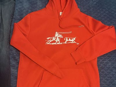 NEWS Red Hoodie Sweatshirt with Rodeo Cowboy Graphic Size Small