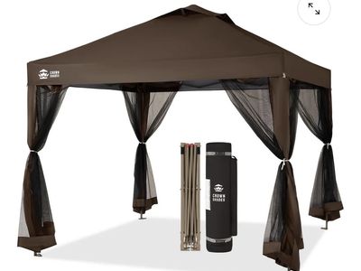 New Crown Shades 10x10 Shade Pop Up Gazebo Canopy - Mesh Walls