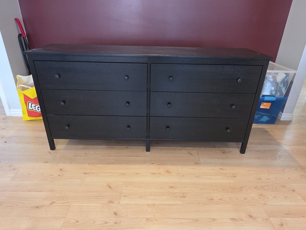 IKEA Koppang Black-Brown 6-Drawer Dresser with Minor Wear