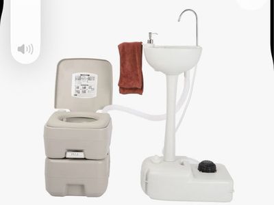 Winado 1 Gallon Portable Two-Piece Toilet & Sink Combo (Chair Height, Floor Mounted)