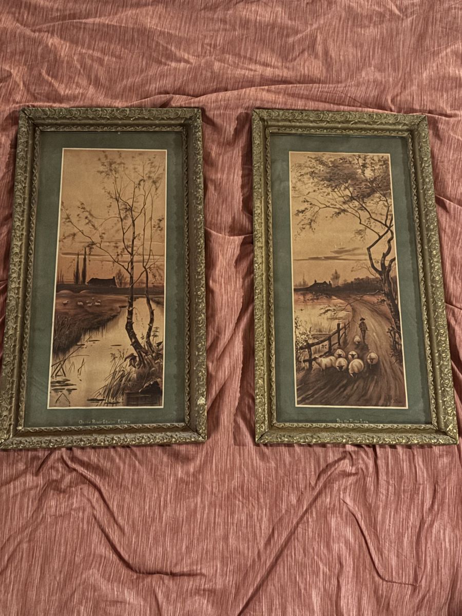 Vintage Southern Style Glass Framed Art Pieces