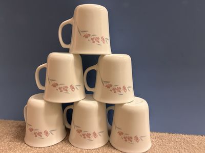 Corningware Corelle Silk Blossom 8 oz. Mugs-Set of 8