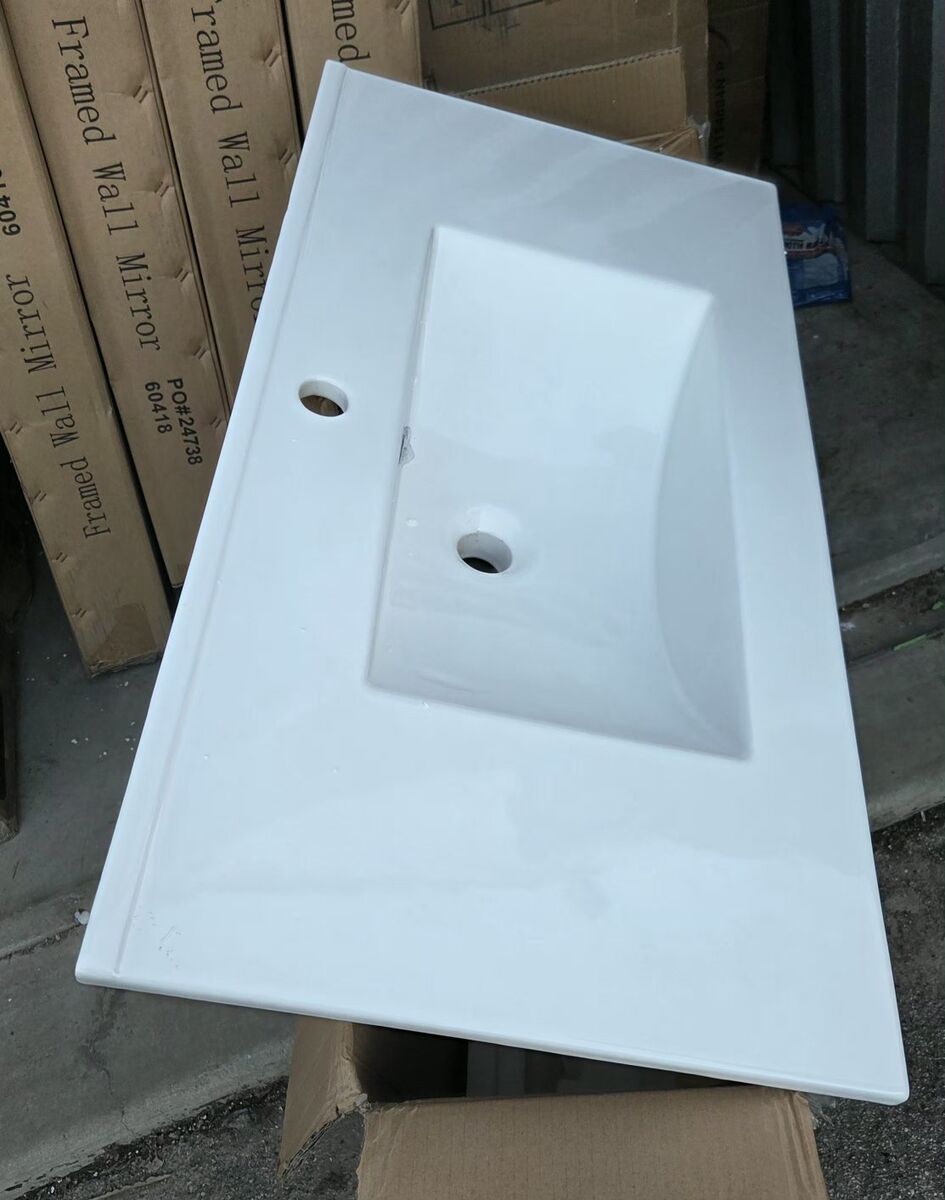 New 36" White Ceramic Vanity Sink Top