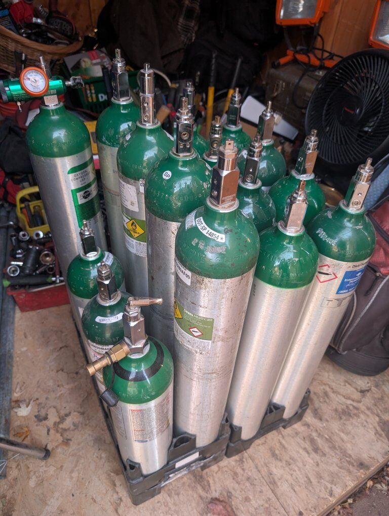 Empty Medical Oxygen Tanks