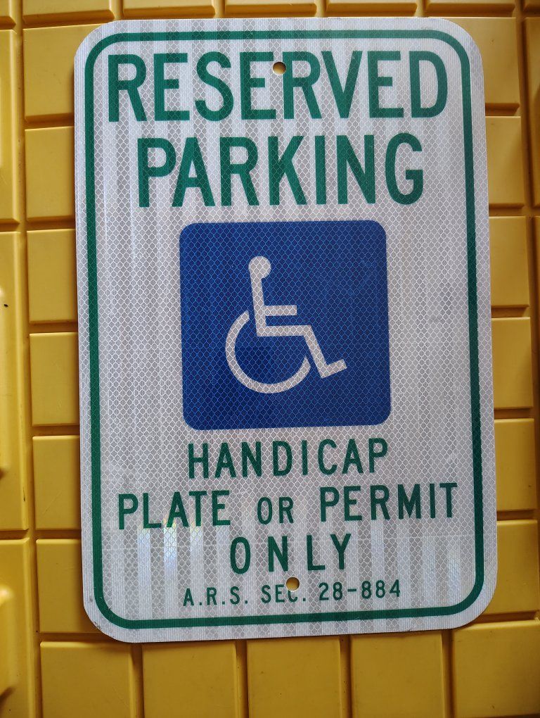 Handicap Reserved Parking Sign A.R.S. Sec. 28-884 Set of 2