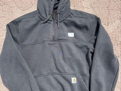 Carhartt Charcoal Midweight Hooded Quarter-Zip Sweatshirt - Size Medium
