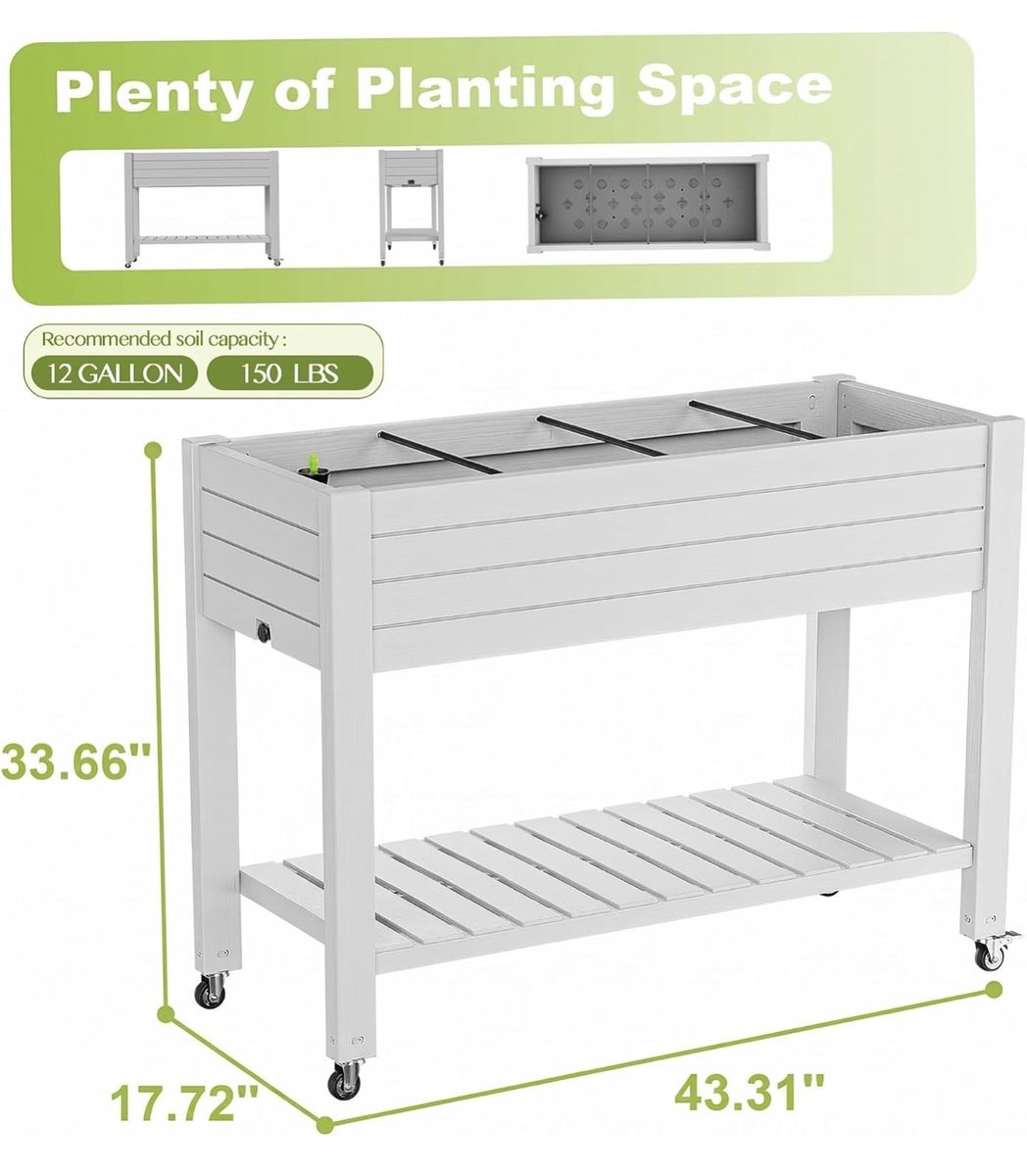 Ashen Elevated Garden Bed Planter Box with Wheels brand new still in box.