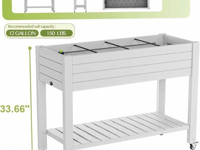 Ashen Elevated Garden Bed Planter Box with Wheels brand new still in box.