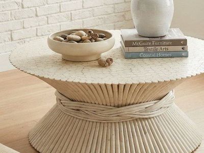 McGuire Style White Coffee Table