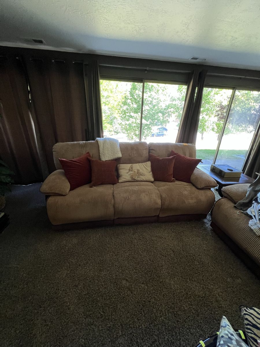 2 Ribbed Couches with Recliners