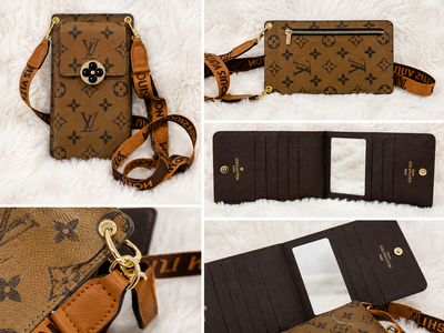 Perfect Brown Mono LV Phone Crossbody Wallet Bag New