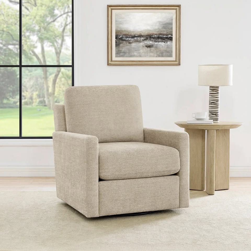 HENREDON MARLEY FABRIC SWIVEL ACCENT CHAIR
