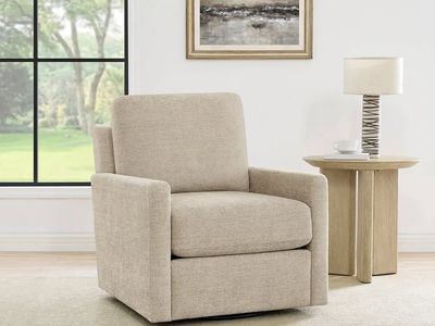 HENREDON MARLEY FABRIC SWIVEL ACCENT CHAIR