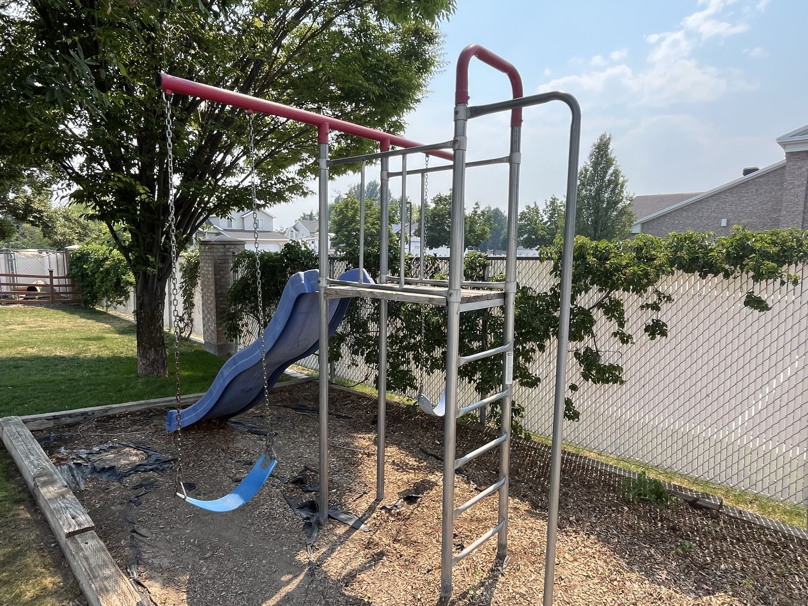 Steal swingset with slide