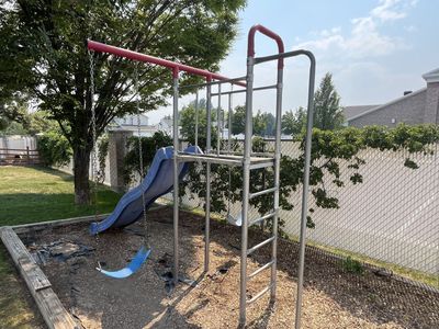 Steal swingset with slide