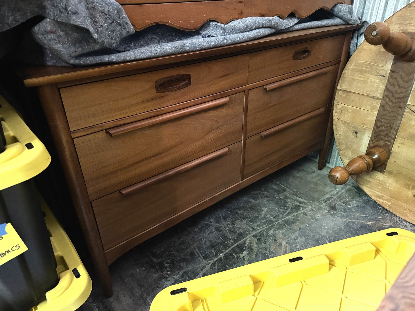 MCM Vintage Drexel Heritage Dresser + Nightstand w/ Burlwood Pulls