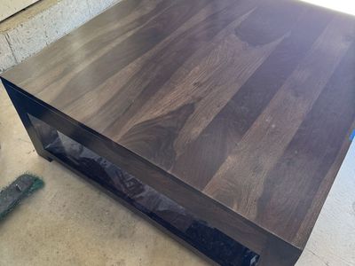 Large Square Coffee Table, Dark Wood Finish