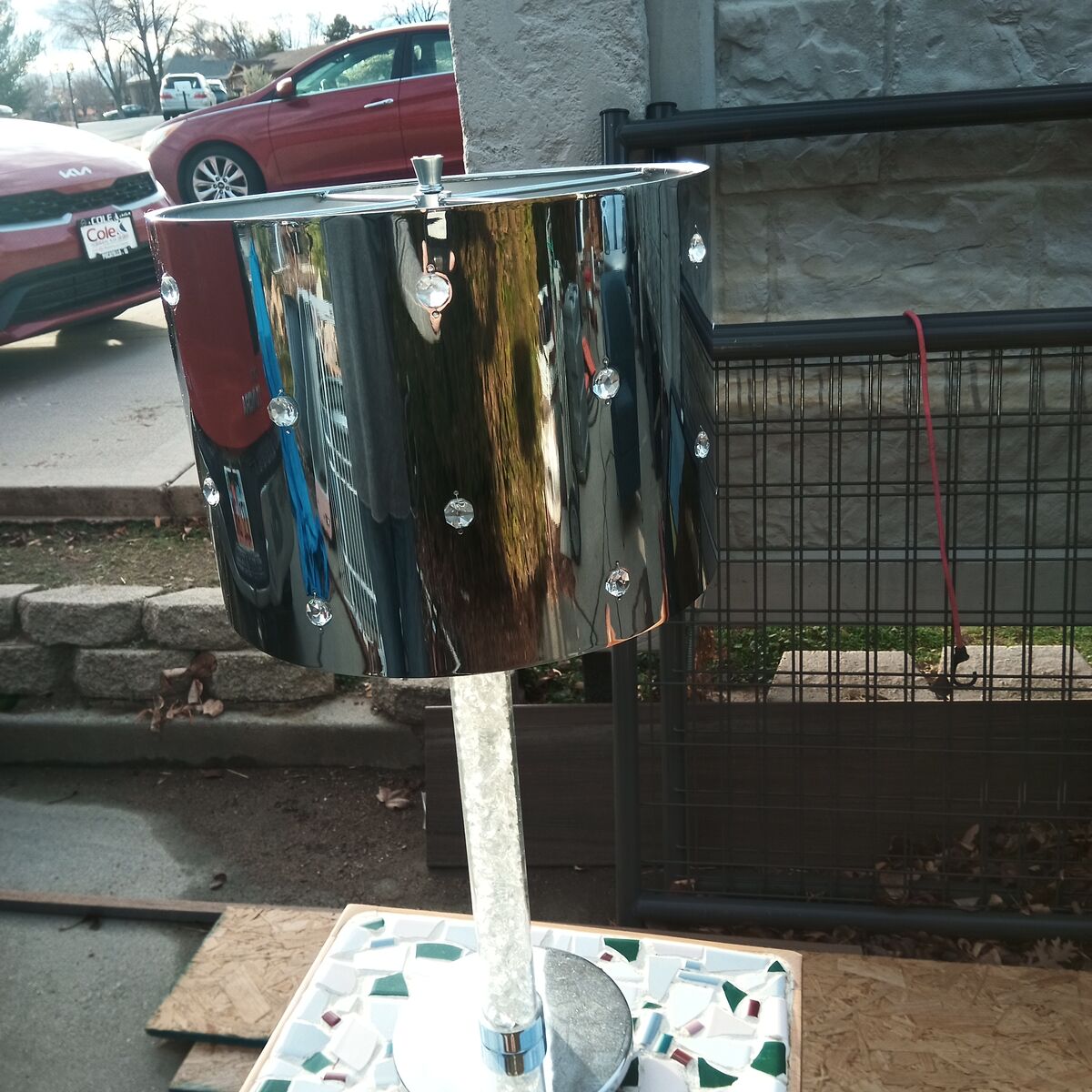 Chrome and lucite table lamp