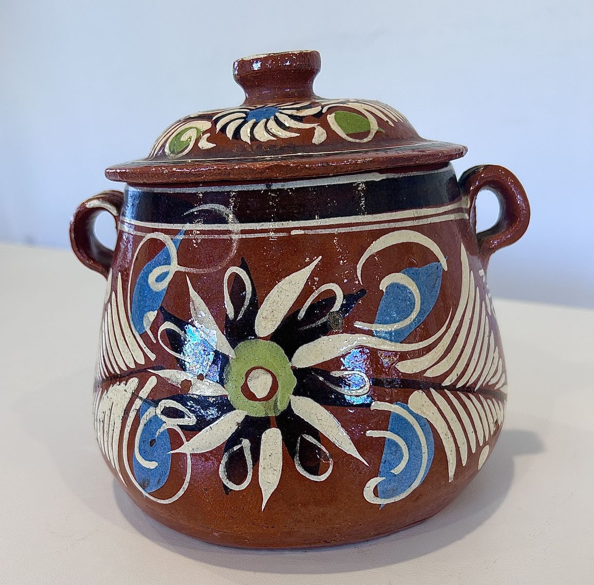 1940s Tlaquepaque Redware Mexican Bean Pot