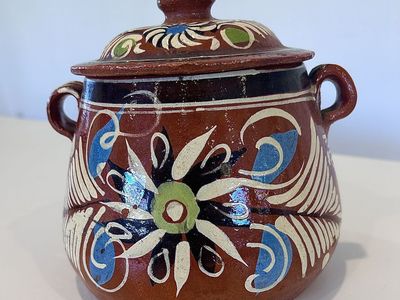 1940s Tlaquepaque Redware Mexican Bean Pot
