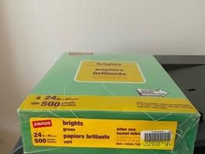 Staples brights green 8.5 x 11 24lb. paper