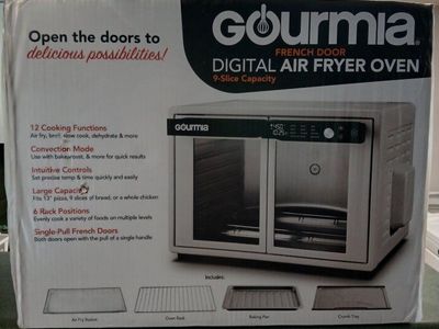 Gourmia French Door Digital Air Fryer Oven - 9-Slice Capacity, 12 Cooking Functions