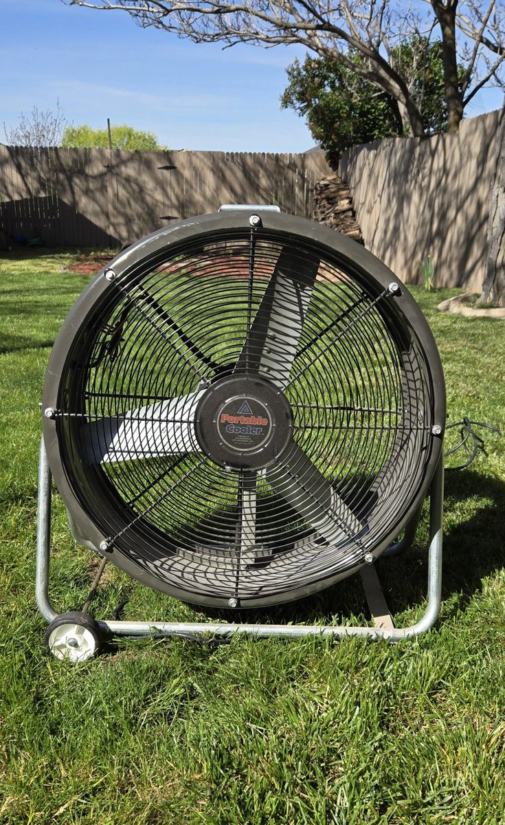 Portable Cooler Industrial Drum Fan - Large Floor Fan with Wheels for Garage/Shop