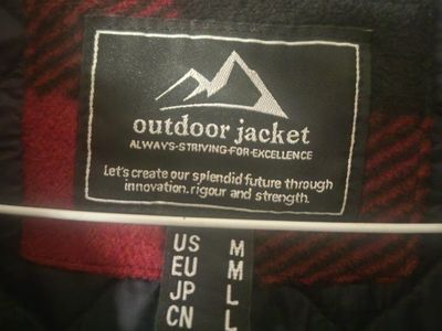 Outdoor Jacket Red/Black Plaid Flannel Quilted Lined Button-Up Shacket Men's Size M
