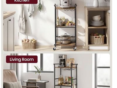 Moveable bar cart on wheeled castors- new in box
