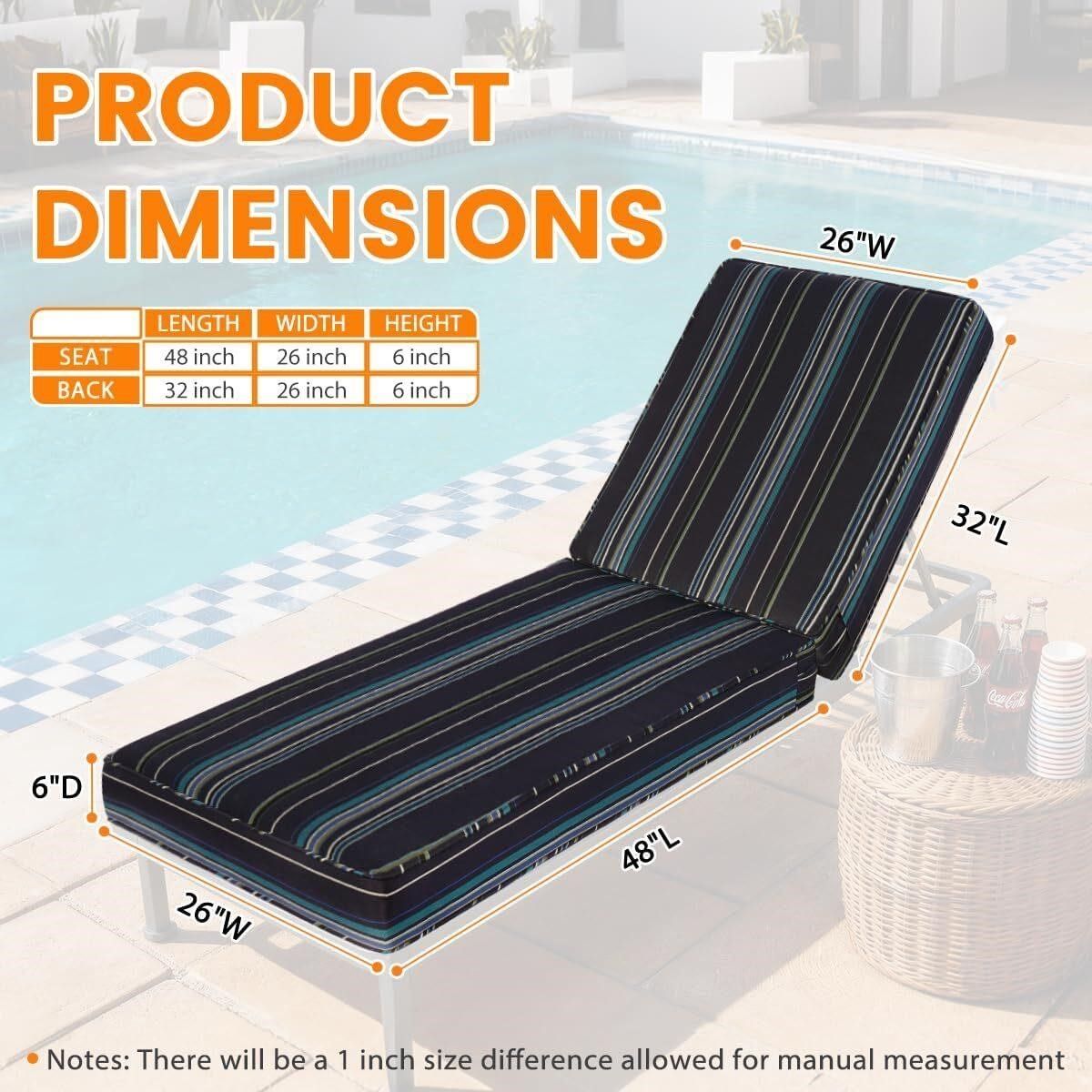 Sundale Olefin Chaise Cushion Harbor Blue