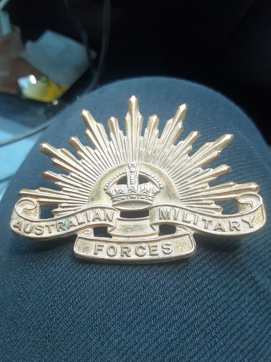 Vintage Australian Military Forces Rising Sun Badge WWI/WWII Era Military Collectible Pin
